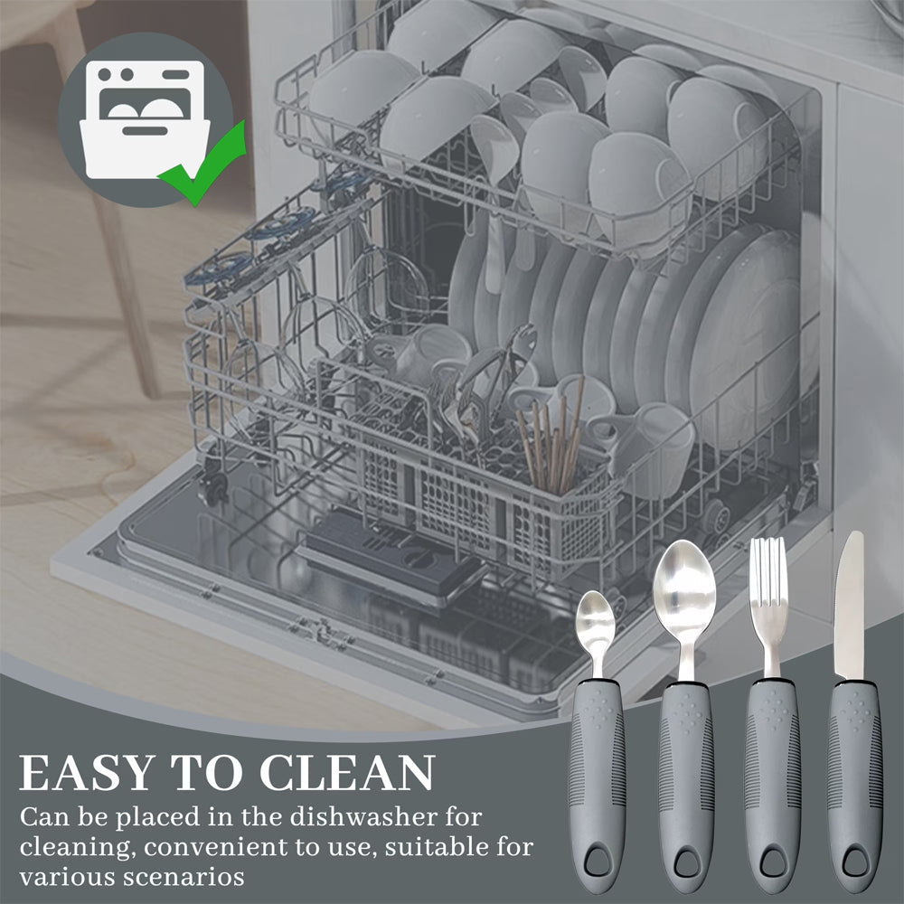Adaptive Utensils 4pcs Set for Hand Tremors, Elderly, Arthritis, Arkinsons