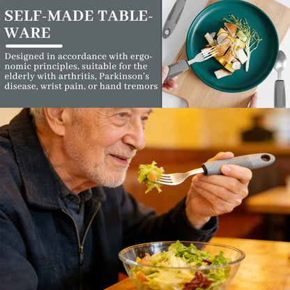 Adaptive Utensils 4pcs Set for Hand Tremors, Elderly, Arthritis, Arkinsons