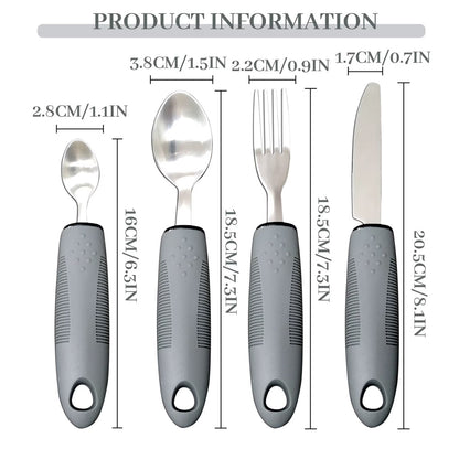 Adaptive Utensils 4pcs Set for Hand Tremors, Elderly, Arthritis, Arkinsons