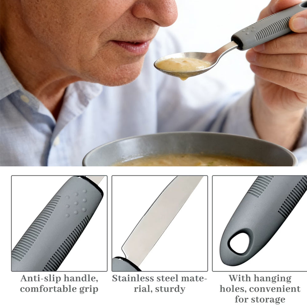 Adaptive Utensils 4pcs Set for Hand Tremors, Elderly, Arthritis, Arkinsons