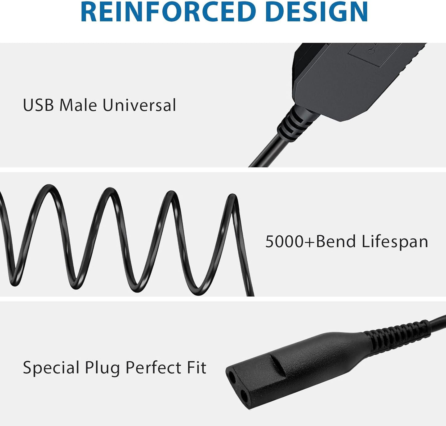 Braun Shaver Charger Charging Cable USB 12V