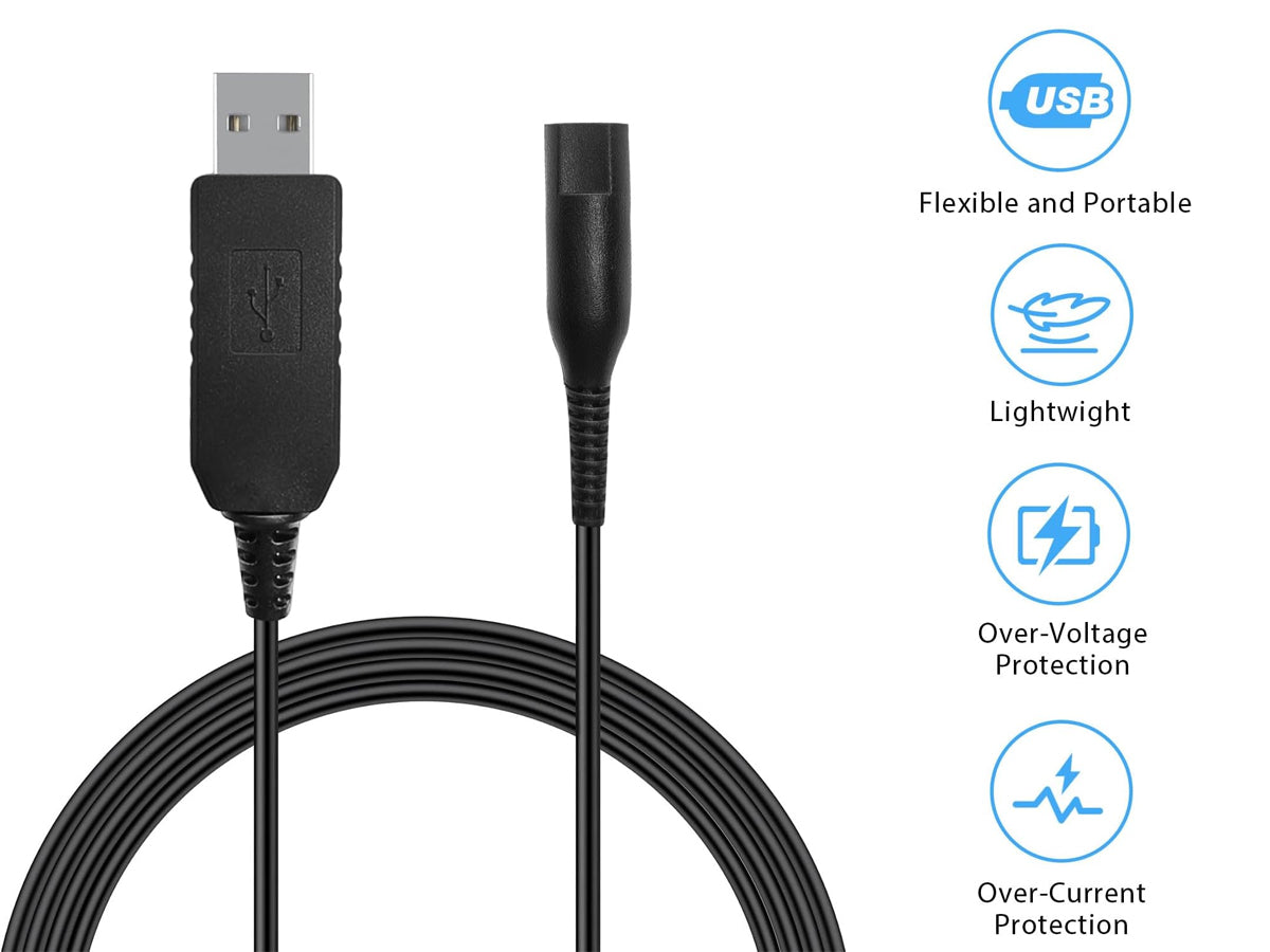 Braun Shaver Charger Charging Cable USB 12V