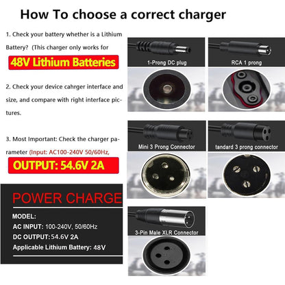 Electric Scooter Charger 54.6V 2A