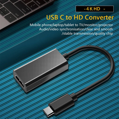 USB-C to HDMI 4K Adapter Cable HDTV Converter