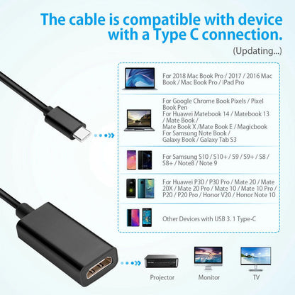 USB-C to HDMI 4K Adapter Cable HDTV Converter