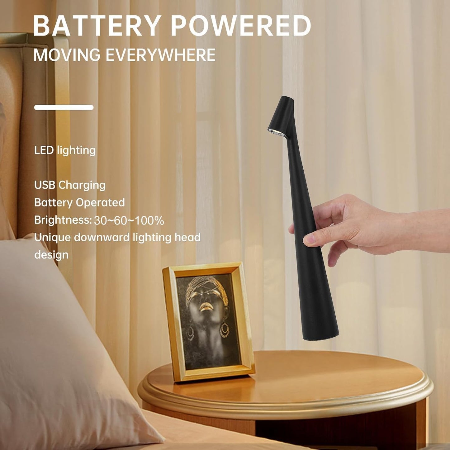 LED Desk Lamp  Cordless Rechargeable