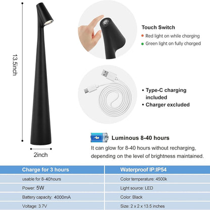 LED Desk Lamp  Cordless Rechargeable
