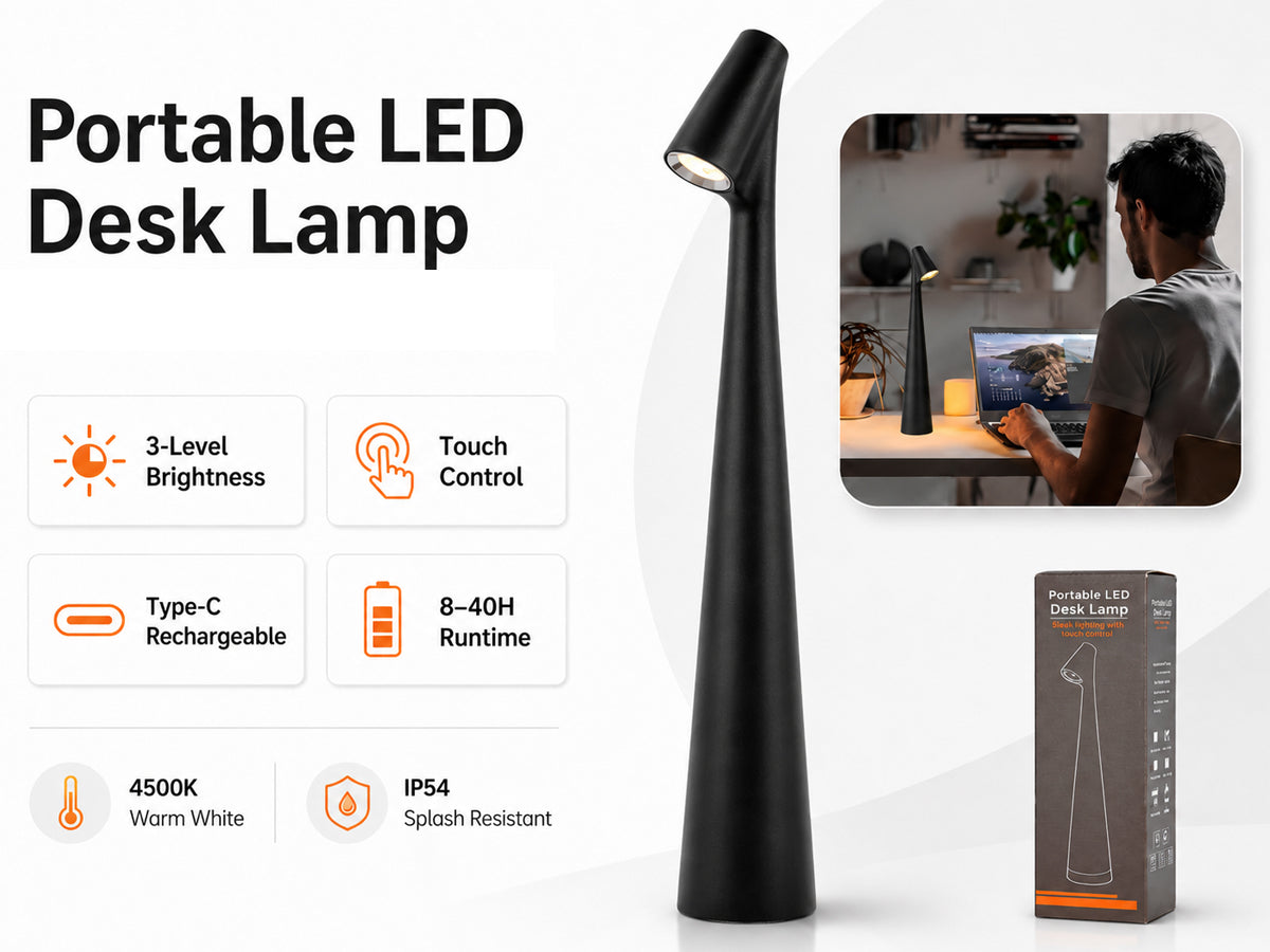 LED Desk Lamp  Cordless Rechargeable
