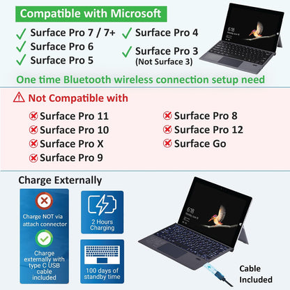 Wireless Microsoft Surface Pro Keyboard Type Cover