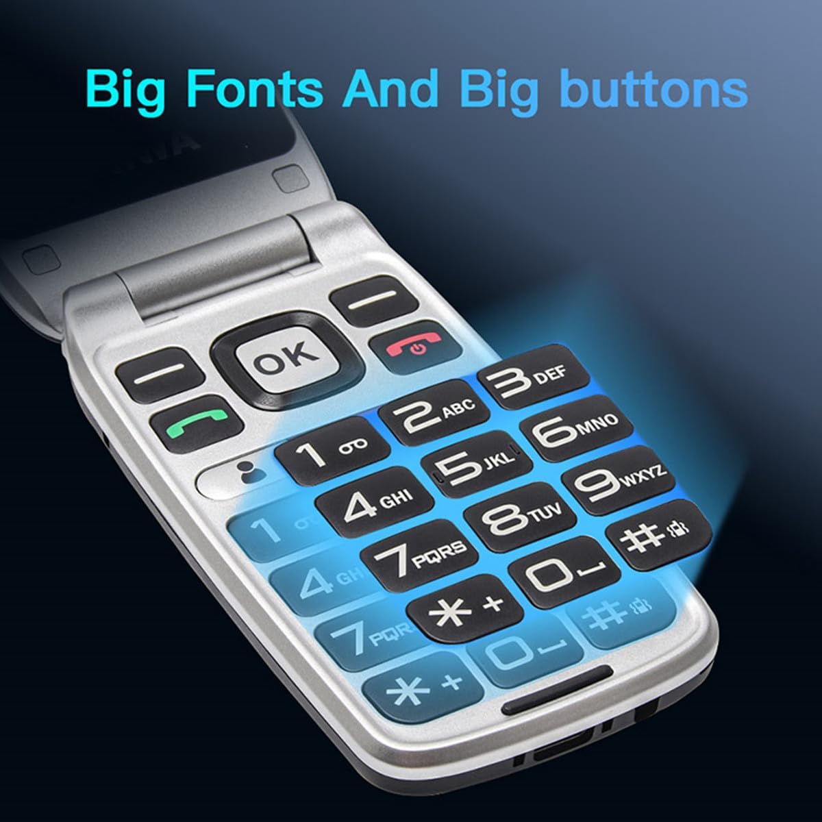 Big Button Senior Mobile Phone – 4G Dual SIM Flip Phone with SOS Button, Charging Dock, Dual Screen and Bluetooth 5.0