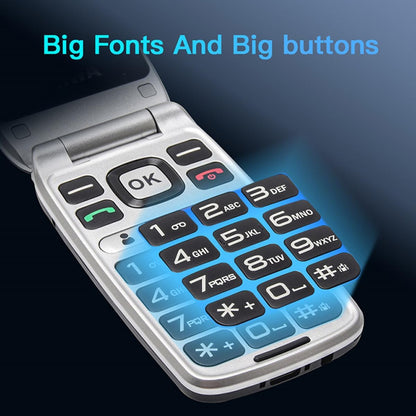 Big Button Senior Mobile Phone – 4G Dual SIM Flip Phone with SOS Button, Charging Dock, Dual Screen and Bluetooth 5.0