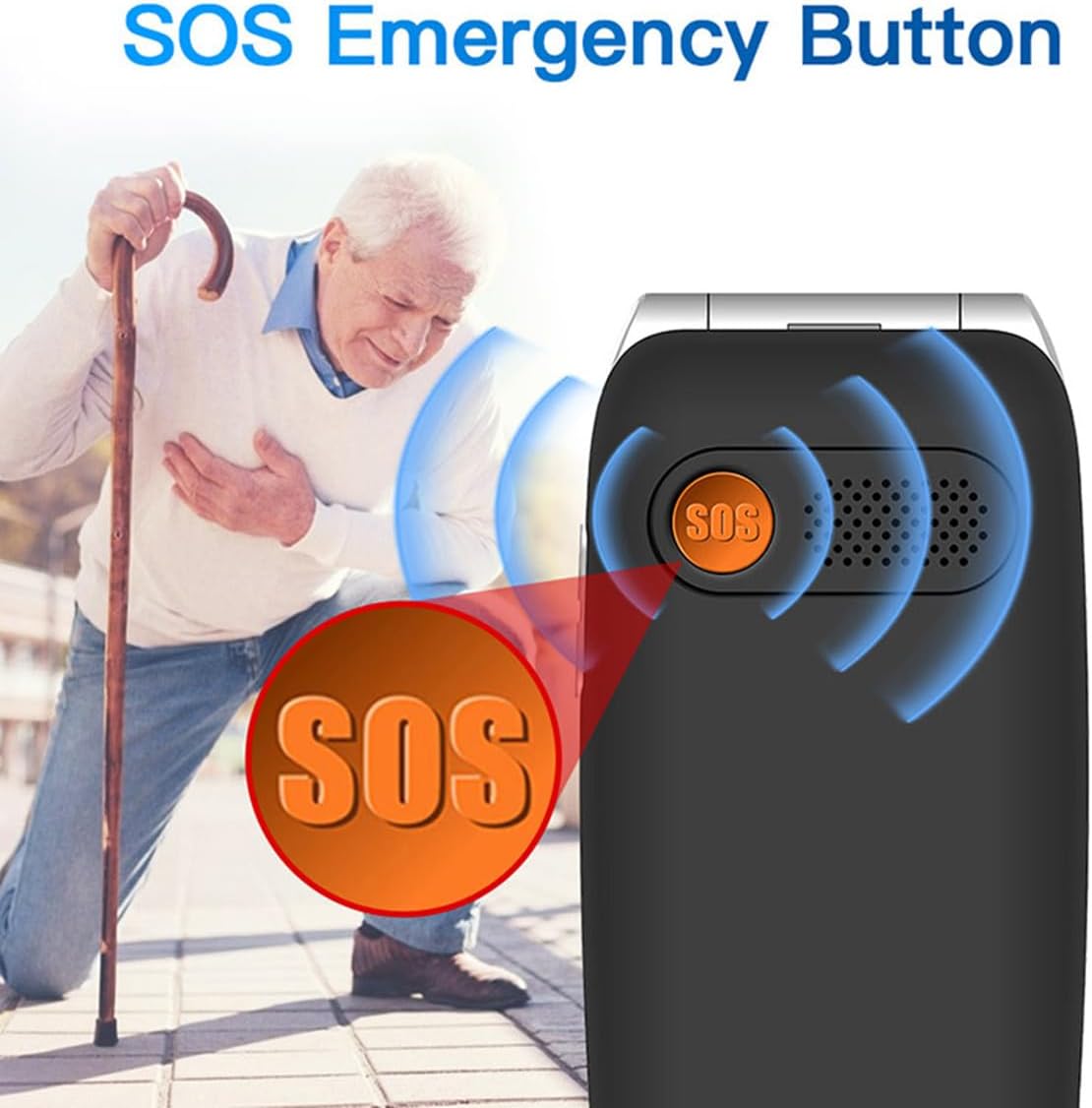 Big Button Senior Mobile Phone – 4G Dual SIM Flip Phone with SOS Button, Charging Dock, Dual Screen and Bluetooth 5.0