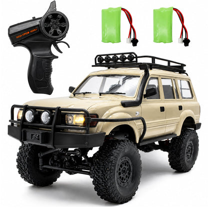 RC Rock Crawler – 1:16 Scale 4WD SUV with LED Lights, Snorkel, Roof Rack, Spare Tyre and 2 Batteries
