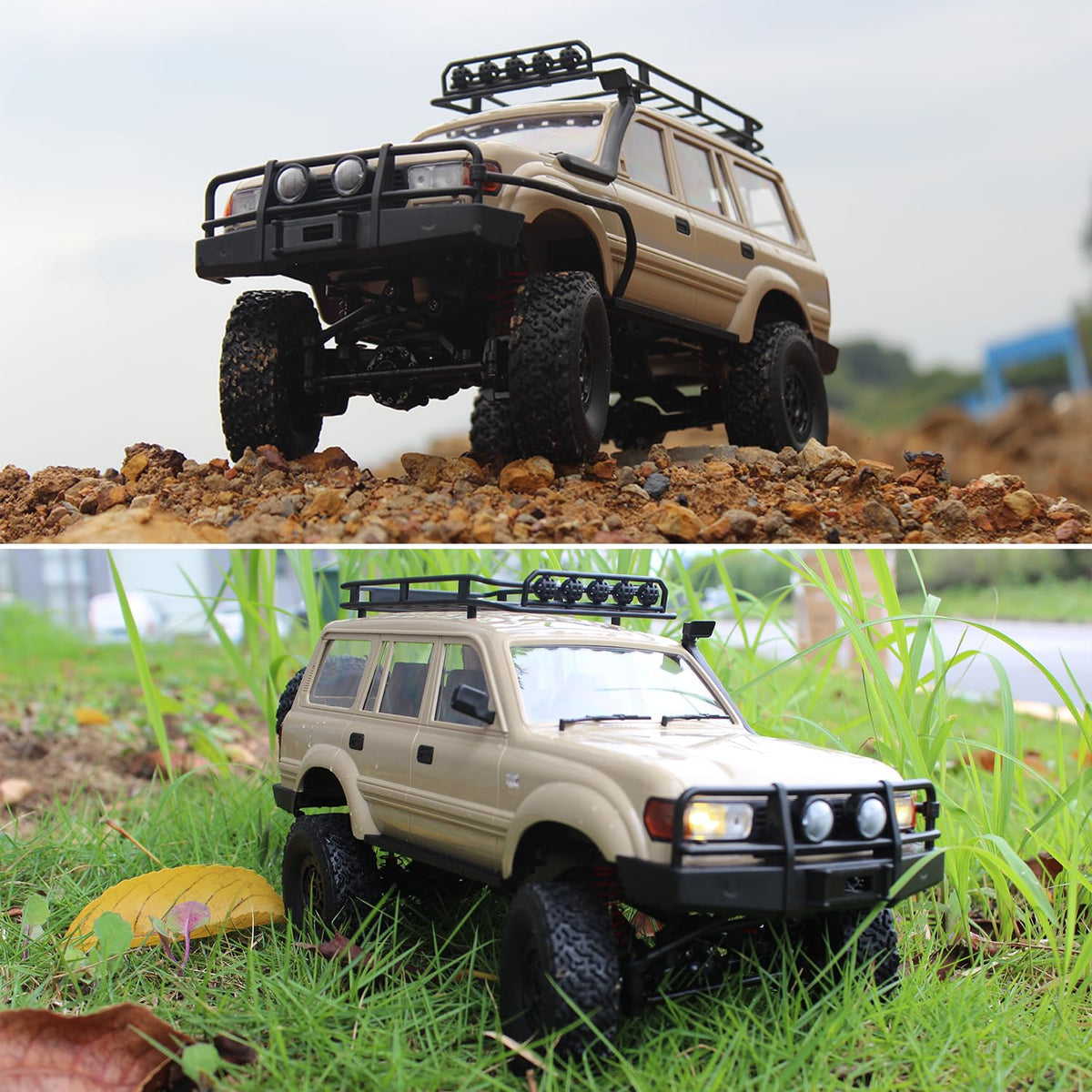 RC Rock Crawler – 1:16 Scale 4WD SUV with LED Lights, Snorkel, Roof Rack, Spare Tyre and 2 Batteries