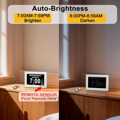 8inch LED Dementia Digital Calendar Clock Alarm Extra Large Day/Week/Month/Year