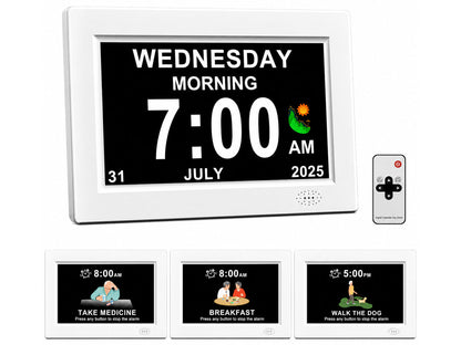 8inch LED Dementia Digital Calendar Clock Alarm Extra Large Day/Week/Month/Year
