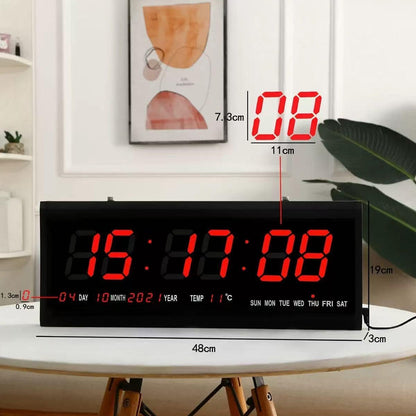 48cm Large Big Jumbo LED Wall Desk Clock Display With Calendar Temperature