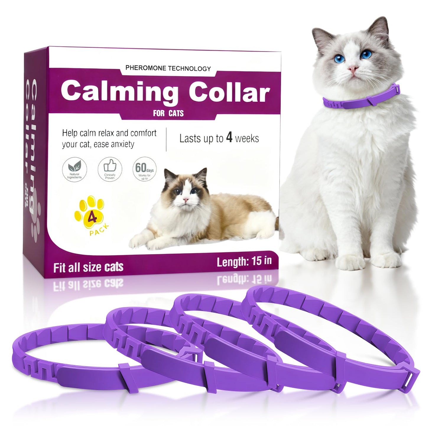 4PCS Calming Pheromone Collars for Cats