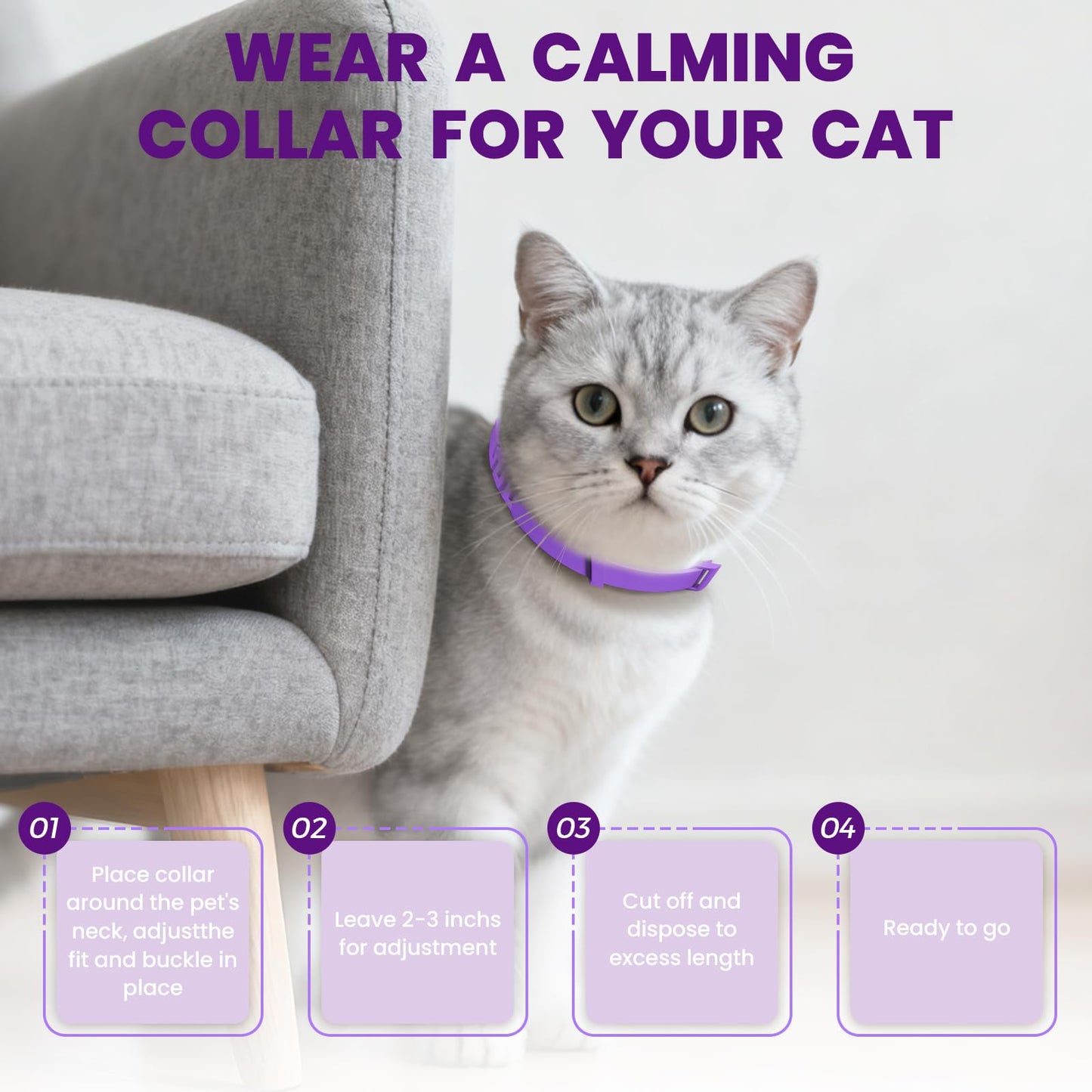 4PCS Calming Pheromone Collars for Cats