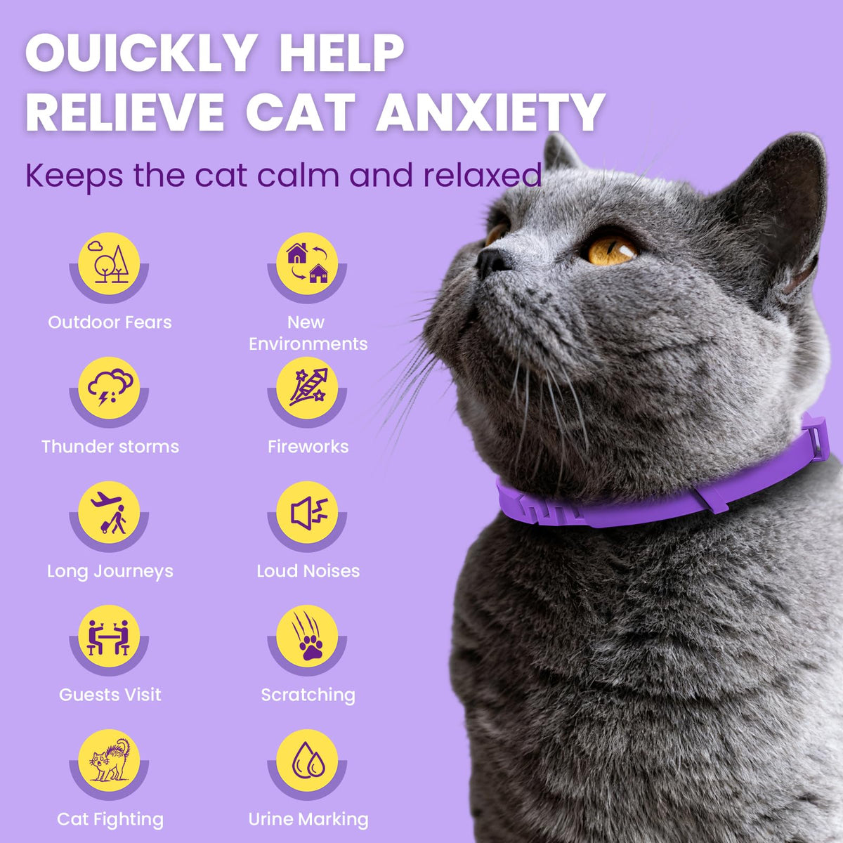 4PCS Calming Pheromone Collars for Cats