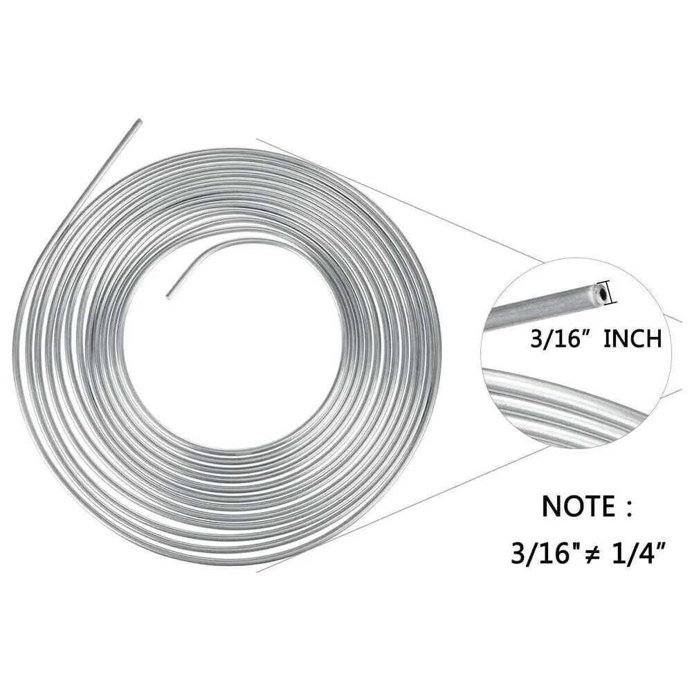 Brake Line Tubing Kit 3/16" OD 25 FT Coil Roll with Fittings