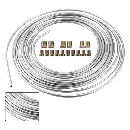 Brake Line Tubing Kit 3/16" OD 25 FT Coil Roll with Fittings