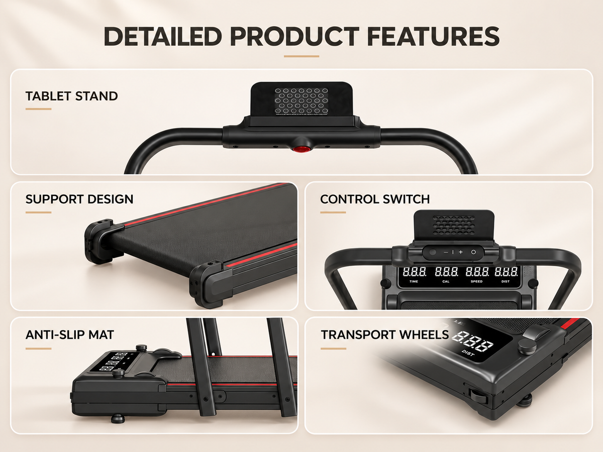 Foldable 4-in-1 Walking & Running Smart Treadmill