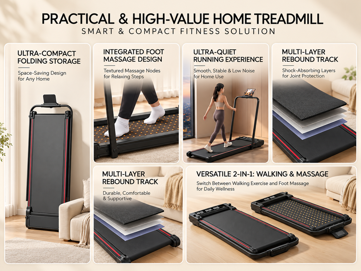 Foldable 4-in-1 Walking & Running Smart Treadmill