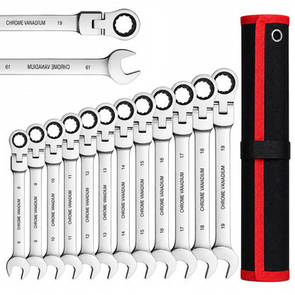 12Pc Metric Flexi Head Ratchet Spanner Wrench Set