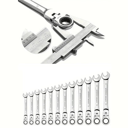 12Pc Metric Flexi Head Ratchet Spanner Wrench Set