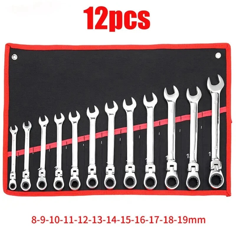 12Pc Metric Flexi Head Ratchet Spanner Wrench Set