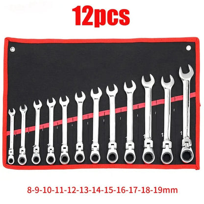12Pc Metric Flexi Head Ratchet Spanner Wrench Set