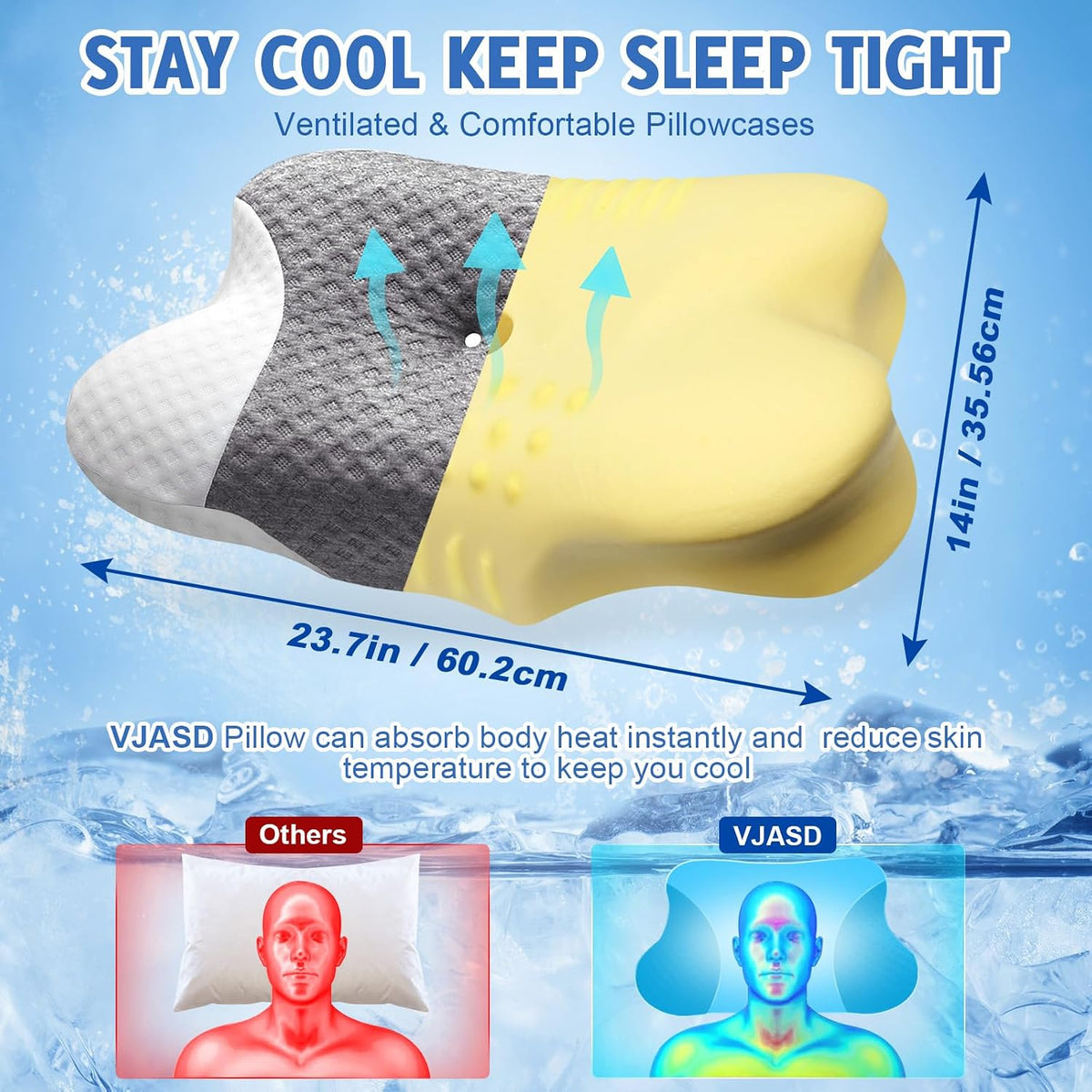 Cervical Neck Pillows Gray/White
