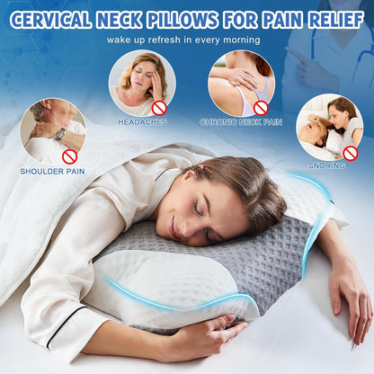 Cervical Neck Pillows Gray/White