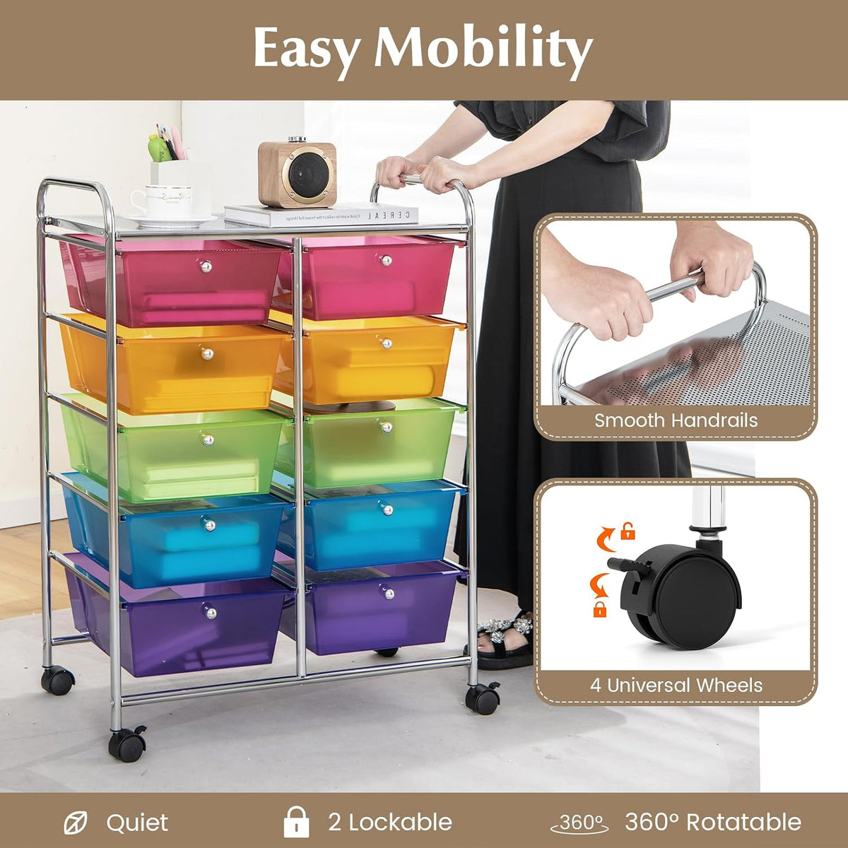10 Drawer Rolling Organiser