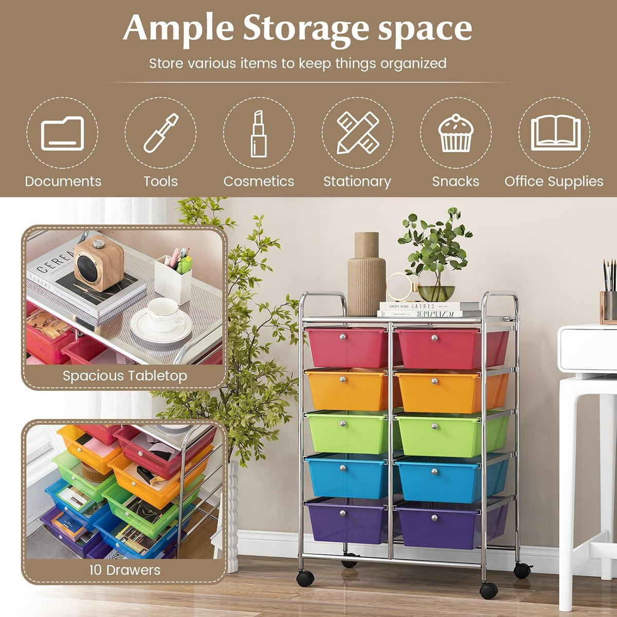 10 Drawer Rolling Organiser