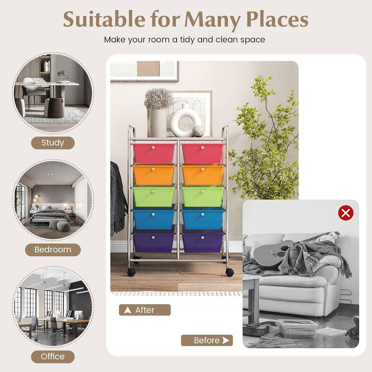 10 Drawer Rolling Organiser