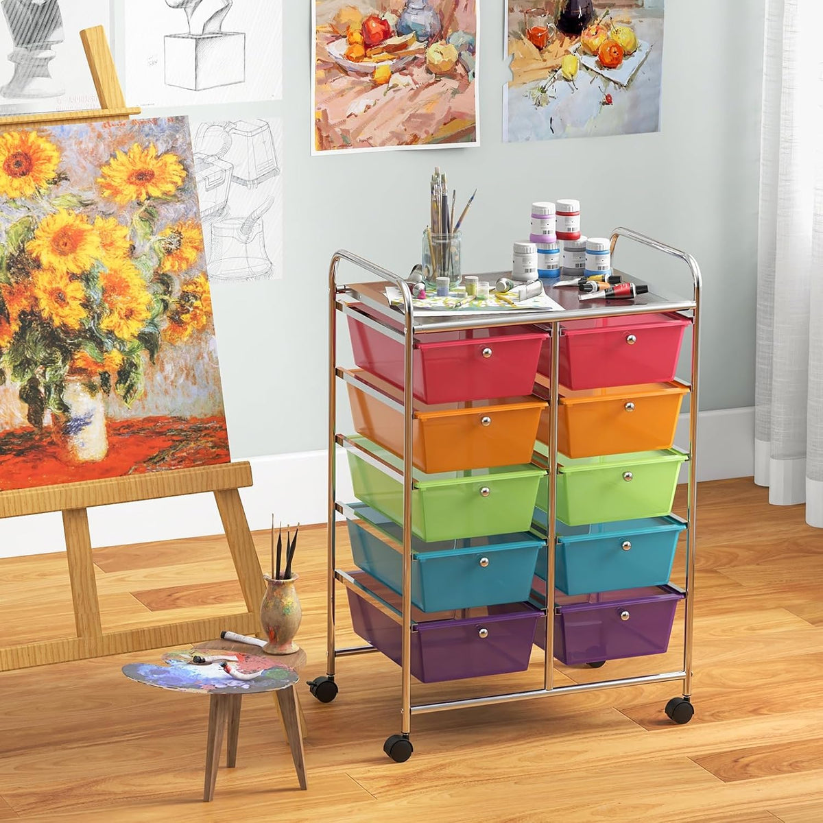 10 Drawer Rolling Organiser