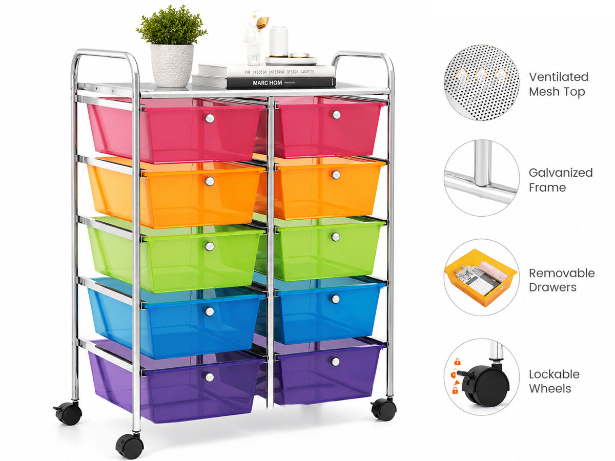 10 Drawer Rolling Organiser