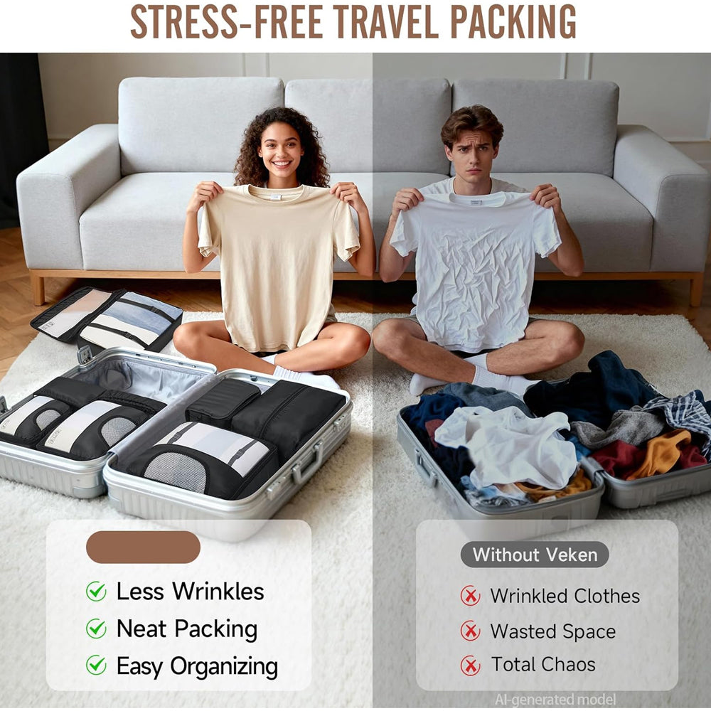 8Pcs Travel Luggage Packing Cubes Bags
