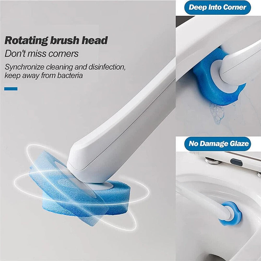 Disposable Toilet Brush Holder Set with Replaceable Heads
