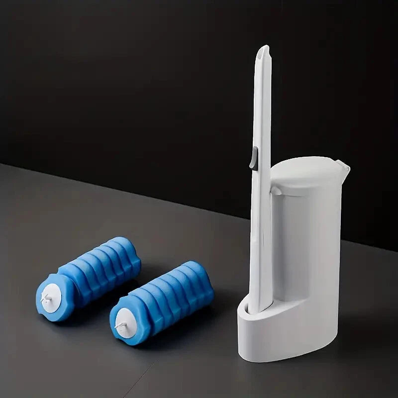 Disposable Toilet Brush Holder Set with Replaceable Heads