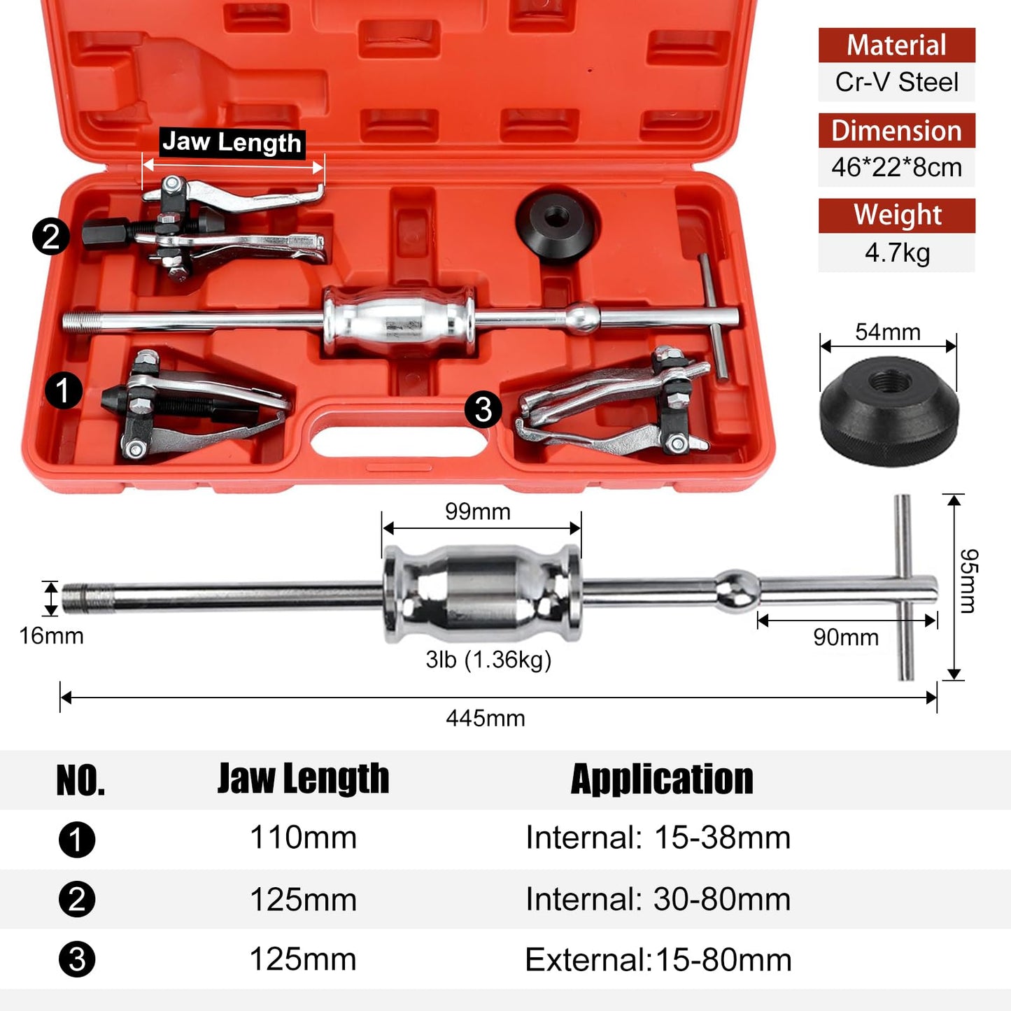 Bearing Puller with Slide Hammer Tool Set
