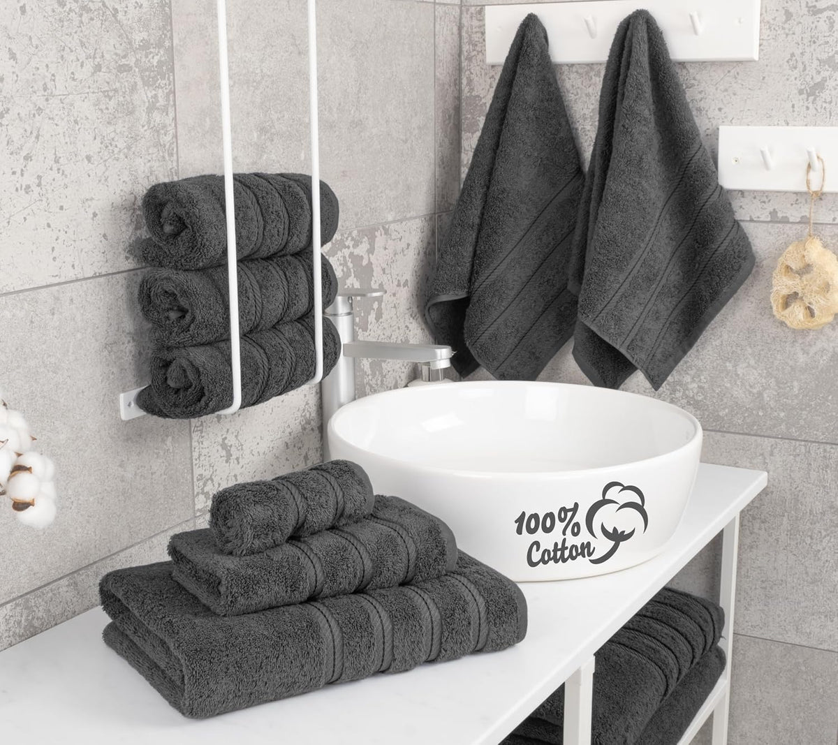 6 Piece 100% Cotton Bathroom Towels