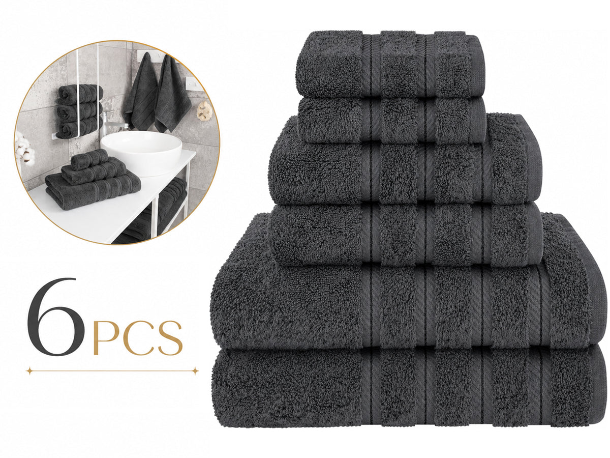 6 Piece 100% Cotton Bathroom Towels