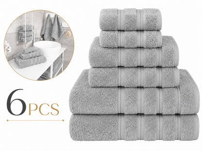 6 Piece 100% Cotton Bathroom Towels