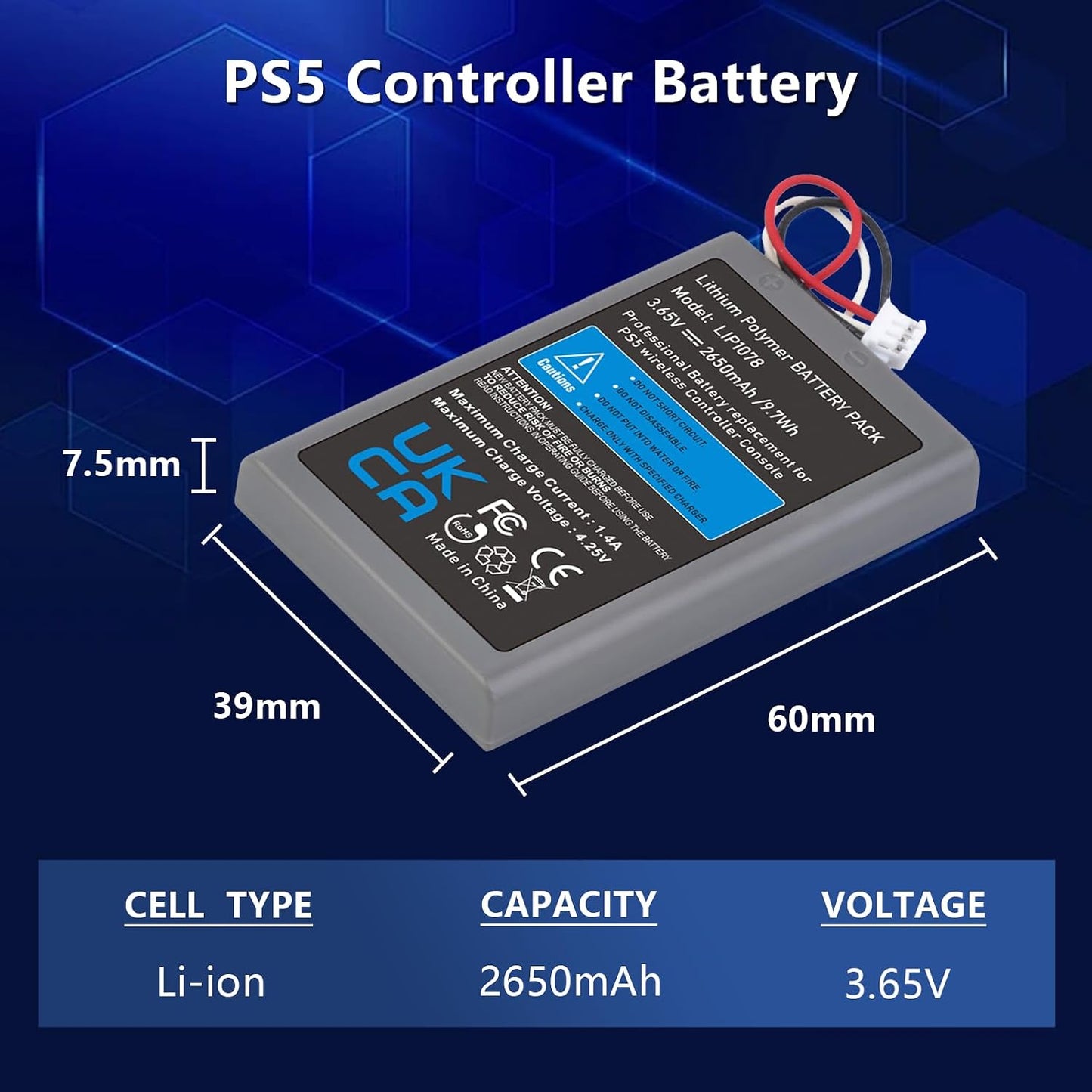 PS5 Controller Battery 2-Pack 2650mAh