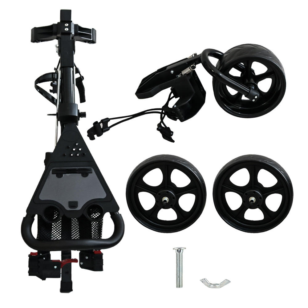 Golf Club Buggy Trolley Cart Compact Foldable 3 Wheel
