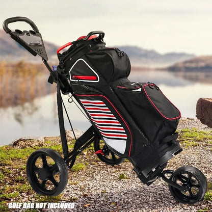 Golf Club Buggy Trolley Cart Compact Foldable 3 Wheel