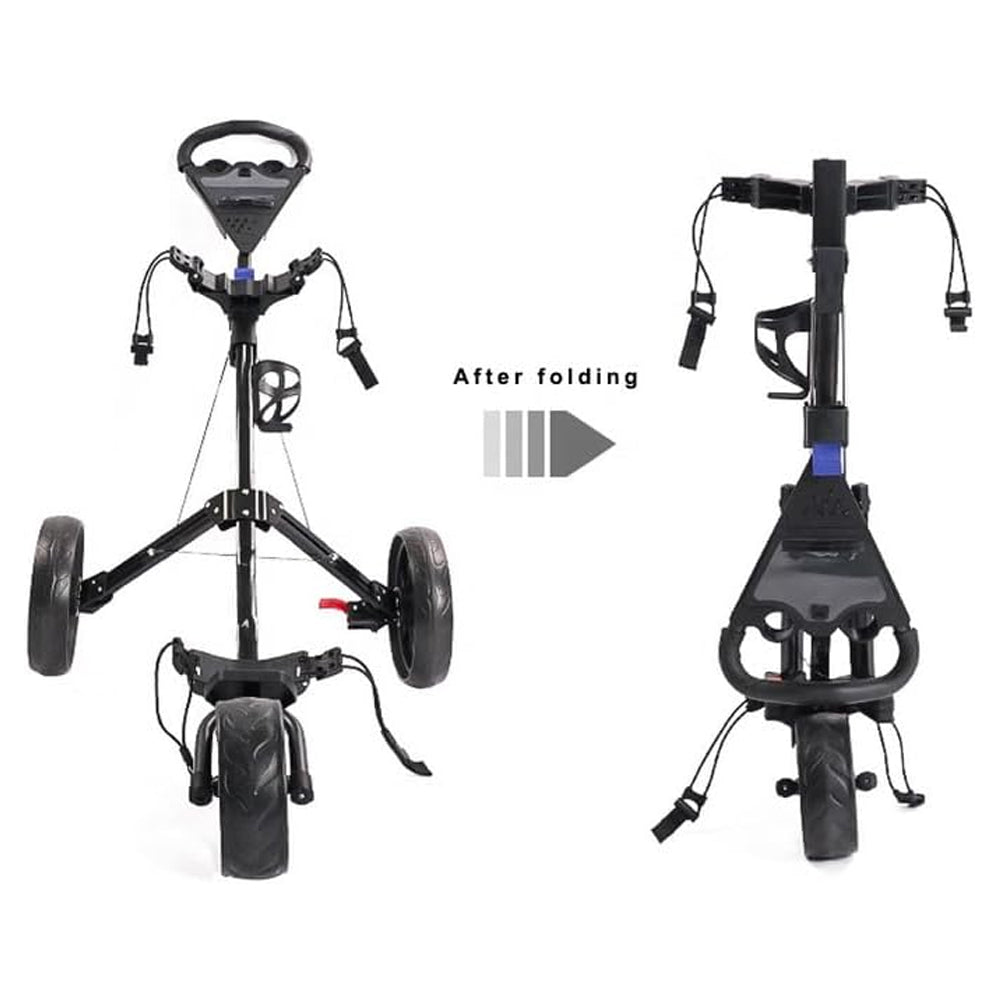 Golf Club Buggy Trolley Cart Compact Foldable 3 Wheel